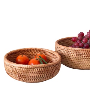 Cestino di frutta in Rattan ciotole cestino portaoggetti per pane fatto a mano ciotola da portata per Snack porta frutta rotonda organizzatore di cibo in <span class=keywords><strong>vimini</strong></span> - Product Image 1