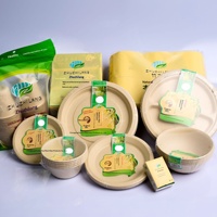 Assiette et bol jetables en fibre de bambou biodégradable pour barbecue, anniversaire, plateau à gâteau, assiette de dîner épaissie, assiette à décorer CW-CP