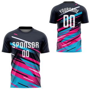เสื้อฟุตบอลคอกลมแขนสั้นแบบซับลิเมชั่น คุณภาพพรีเมียม ออกแบบโลโก้ได้ตามต้องการ สำหรับทุกเพศ - Product Image 1