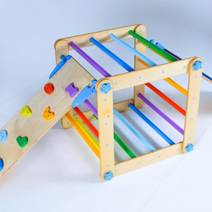 XIHA Wooden Montessori Transformable Climbing Triangle with ramp and arch Pickler Triangle toys Foldable Triangle Climber Frame