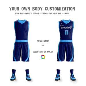 Maillot de basket-ball personnalisé bleu marine poudré double face, design sportswear - Product Image 4