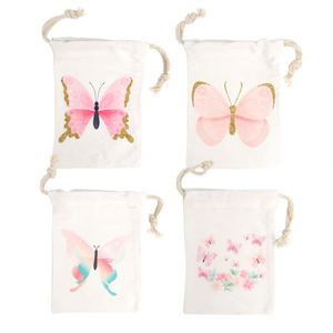 Bolsas de Regalo de Algodón con Cordón y Diseño de Mariposas para Fiestas Temáticas - Product Image 1