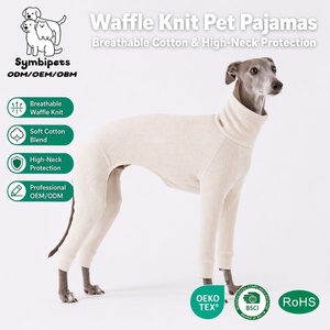 Combinaison à quatre pattes pour <span class=keywords><strong>chien</strong></span> en tricot gaufré, col roulé, respirante, mélange de coton, personnalisable OEM/ODM, pour lévrier - Product Image 1
