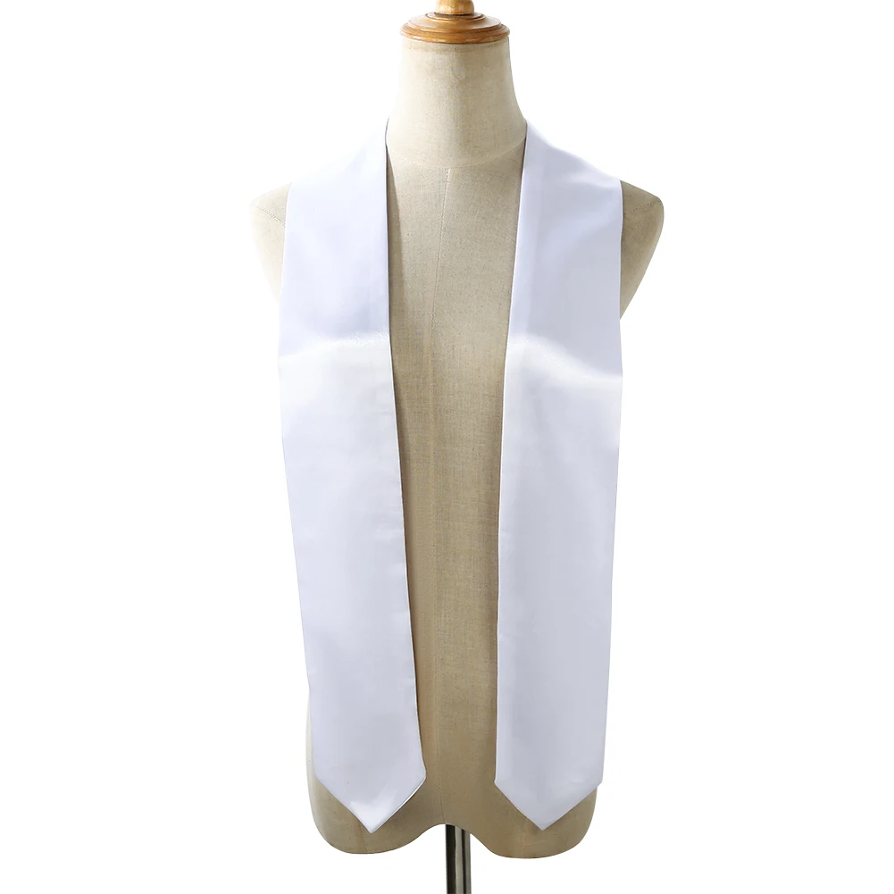 Customize Wholesale Satin Plain Graduation Honor Stole Shiny Blank White Sublimation Printing High Quality Graduation Stoles