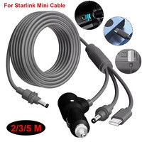 Cable de Alimentación CC 3 en 1 para Starlink Mini, Cable de Extensión Impermeable con Conector Mini USB C, Encendedor de Cigarrillos y Cable CC para Starlink Mini V4