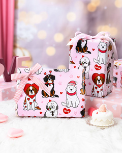 Romantic Valentine's Day gift wrapping <b>paper</b> Pink heart shaped puppy wrapping <b>paper</b> Romantic wedding wrapping <b>paper</b> - Product Image 3