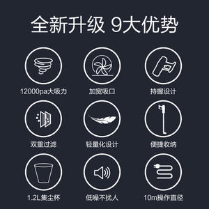 Aspiradora de mano Bao Jiali de 400w con cable de 4m, cepillo 2 en 1 para limpieza en seco del hogar. - Product Image 5