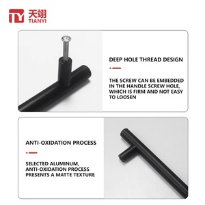 Modern Aluminum Alloy <b>Cabinet</b> Hardware <b>Black</b>/Gold Finish Stylish T-Bar Design Bedroom Bathroom <b>Kitchen</b> <b>Cabinets</b> Durable Antirust - Product Image 5