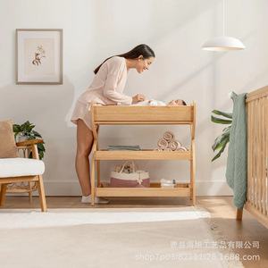Table à langer multifonctionnelle en bois massif avec étagère de rangement pour bébés de 0 à 12 mois - Product Image 3