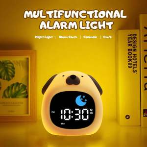 โคมไฟเสียงกลางคืนผ่อนคลายแบบทันสมัยนาฬิกาปลุกปลุกขึ้นข้างเตียงไฟเทรนเนอร์เสียงแบบโต้ตอบอัจฉริยะสีขาว - Product Image 5