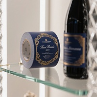Étiquette adhésive en papier texturé pour bouteille de vin rouge, impression d'étiquettes de vin en rouleau gaufré avec dorure à chaud