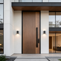 Desain Pintu Masuk Villa Eksterior Kayu Solid Ukiran 3D Modern, Pintu Besar Kustom Kelas Atas untuk Rumah, Pintu Depan Kayu