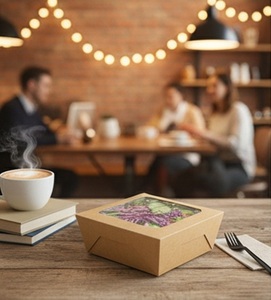 Caja de Almuerzo Biodegradable con Doble Ventana para Ensaladas, con Papel Recubierto y Laminado Mate, Impresión Personalizable para Necesidades de Marca - Product Image 5