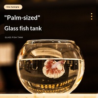 Aquariums en verre circulaires transparents pour poissons Betta, petits aquariums domestiques pour poissons rouges, vente en gros
