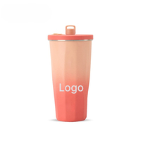 Gobelet isotherme portable en acier inoxydable à double paroi, anti-fuite, avec paille escamotable, pour café de voyage