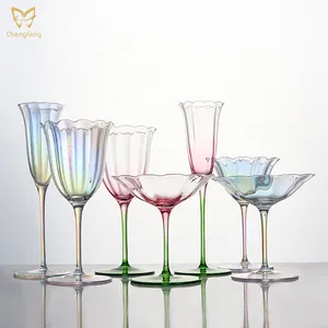 Perfect Gift European Vintage Goblets Gradient Color Flower Cups Red Wine Glasses Champagne Glasses Upscale Wine Glass set