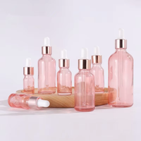 Flacons compte-gouttes en verre rose or rose de luxe 5 ml/50 ml/100 ml, impression d'écran, logo personnalisé, pots vides pour cosmétiques, huiles essentielles