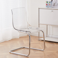 Chaises en acrylique renforcé de haute qualité au design coloré, sans accoudoirs, dossier confortable, faible MOQ