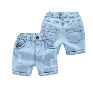 Pantaloncini in denim per neonati, tinta unita, estivi, morbidi, con fori, per la spiaggia, <span class=keywords><strong>abbigliamento</strong></span> per bambini - Product Image 1