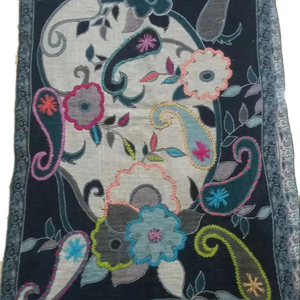 Luxueux 100% laine bouillie Jacquard longue écharpe complexe Floral Design broderie chaud à la mode châle hiver adultes dames - Product Image 1