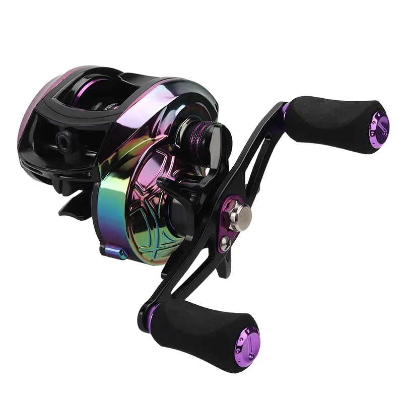 Moulinet de pêche Baitcasting, grande vitesse, 7.3:1, coloré, pour carpe, vente en gros