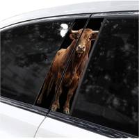 Pegatinas para el pilar B del coche con diseño de toro musculoso, calcomanías realistas de animales para el marco de la ventana, 1 año de garantía, impermeables, de PVC brillante, para decoración exterior de automóviles.