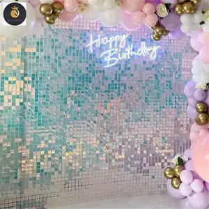 EV Hot Sale Shiny Backdrop Dreamy Blue Mermaid Shimmer Sequin Wall Panels for Wedding Party Decor