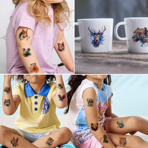 CHARLENT <span class=keywords><strong>Aquarelle</strong></span> écologique Safari Animal Tatouages temporaires pour les fêtes d'enfants-74 feuilles Application corporelle Durable 3-5 semaines - Product Image 4
