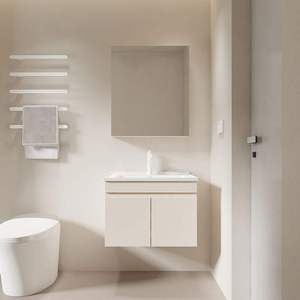 Simple <b>white</b> bathroom cabinet smart <b>mirror</b> cabinet hanging <b>white</b> cabinet body <b>white</b> washbasin - Product Image 4