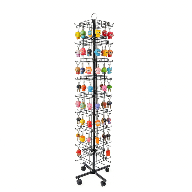 Revolving Display Stand Large Capacity Floor Type Keychain/Souvenir/Ornament Display Rack Large Capacity Keyrings Display