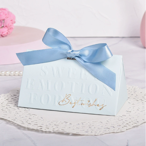 DAMAI Wholesale Bow Decorated Foldable Handheld <b>Wedding</b> <b>Box</b> for Bridal Shower Engagement Party Guest Favors Paper <b>Box</b> - Product Image 2