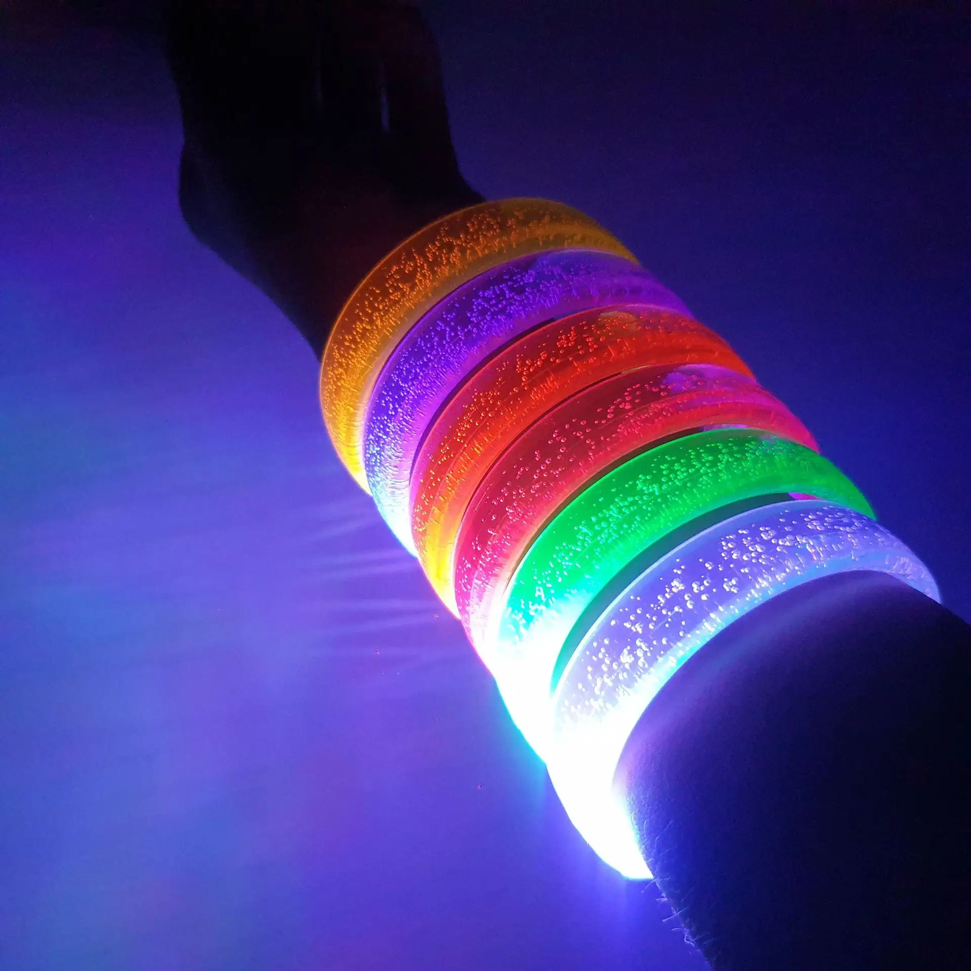 Custom logo Flashing Light Up LED Lighted Flashing Concert Acrylic Flat Broadband Glow Bar Bracelet wrist Band for Party Events