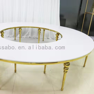 Moderno di lusso in acciaio inox bianco <span class=keywords><strong>S</strong></span> forma di evento banchetto serpentina tavolo per eventi festa di nozze quattro pezzi tavola rotonda - Product Image 4