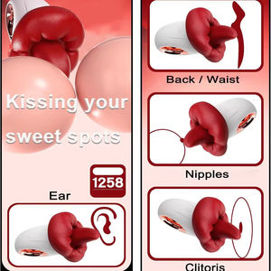 Kovida - Stimulateur de Clitoris et de Mamelon pour Femme - Masseur à Ventouse - Vibrateur à Ventouse Rose - Grande Bouche - Langue Artificielle - Vibrateur - Jouets Sexuels - Product Image 3