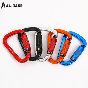 D Type Aluminum Alloy Carabiner 25kN Strength Outdoor Climbing Mountaineering Safety Lock Red Black Blue Orange Silver - Product Image 4