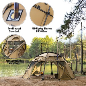 Carpa de camping esférica de 5M, ligera, de nailon ripstop 40D con silicona, refugio exterior impermeable, domo geodésico, tienda de campaña caliente con salida para estufa - Product Image 3