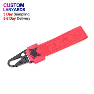 Red Black Wrist Strap D Ring Hook Carabiner Keychain Short Lanyard Custom logo - Product Image 1