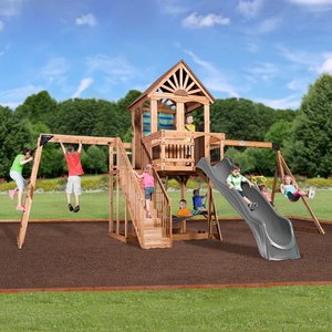 <span class=keywords><strong>Gimnasio</strong></span> de la jungla <span class=keywords><strong>al</strong></span> <span class=keywords><strong>aire</strong></span> <span class=keywords><strong>libre</strong></span> Marco de escalada de madera Patio trasero Pequeño tobogán y columpio Juego de juegos infantiles Juego de columpio con asiento columpio - Product Image 6