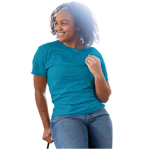 T-shirt tricoté Loveda pour femme, prix de gros, haut de gamme, couleur unie, respirant, coupe ajustée, manches courtes - Product Image 1