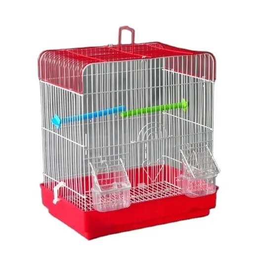 Cages à oiseaux en métal de fer perruche perroquet Cage à oiseaux avec poignée Offre Spéciale décoratif en métal Logo personnalisé Carton emballage DOT respirant
