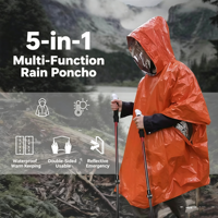 Poncho de pluie d'urgence en feuille d'aluminium, cape de pluie thermique anti-hypothermie pour le camping en plein air et l'alpinisme, premiers secours