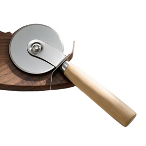 Foldable Wooden Handle Stainless Steel Pizza Slicer Single Wheel Hob <b>Cake</b> <b>Cutter</b> Baking Tools Roller Knife - Product Image 1