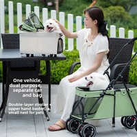 Poussette pour animaux de compagnie à double couche métallique, 4 roues, légère, pliable, détachable, portable, toutes saisons, capacité de 25 kg, pour chats et chiens, en plein air