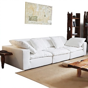 Divano a una piazza <span class=keywords><strong>Ni</strong></span>+ Nis Wabi-Sabi Cloud in tessuto di lino, per soggiorno, modello Tofu-Block, imbottito in piuma, colore crema - Product Image 1