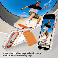 Étui de téléphone transparent avec support rabattable dissimulé, fente pour cartes, design portefeuille et cadre de caméra électroplaqué pour iPhone 18 15 16 17 Pro Max