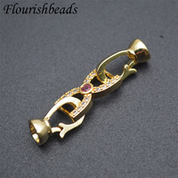 Design de mode Anti-rouille sans Nickel plaqué or CZ Pave perles grande taille forme irrégulière Bracelet à ressort fermoirs