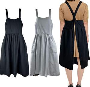 Tablier en lin pour mère Tablier de travail à dos croisé pour femme avec poches Tablier chasuble X Cross Halter pour chef cuisinier jardinage - Product Image 1