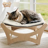 Hamac pour chat surélevé à double couche avec coussin rembourré amovible en polyester, design lavable