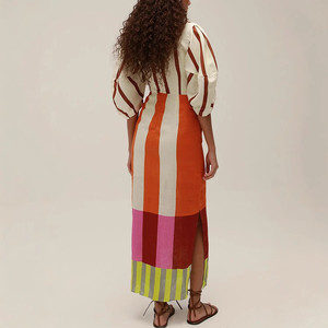 Maxi abito con nodo anteriore con maniche a sbuffo in <span class=keywords><strong>misto</strong></span> <span class=keywords><strong>lino</strong></span> iphoov Kaya - Product Image 3