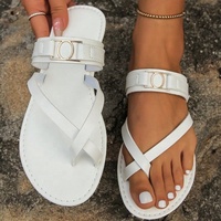 YESTEEM Sandales plates d'été pour femmes, tongs à bout ouvert, chaussures de plage tendance, grandes tailles, pantoufles décontractées en caoutchouc pour l'extérieur